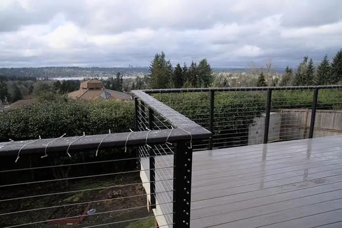 Woodinville deck overlooking the scenery.