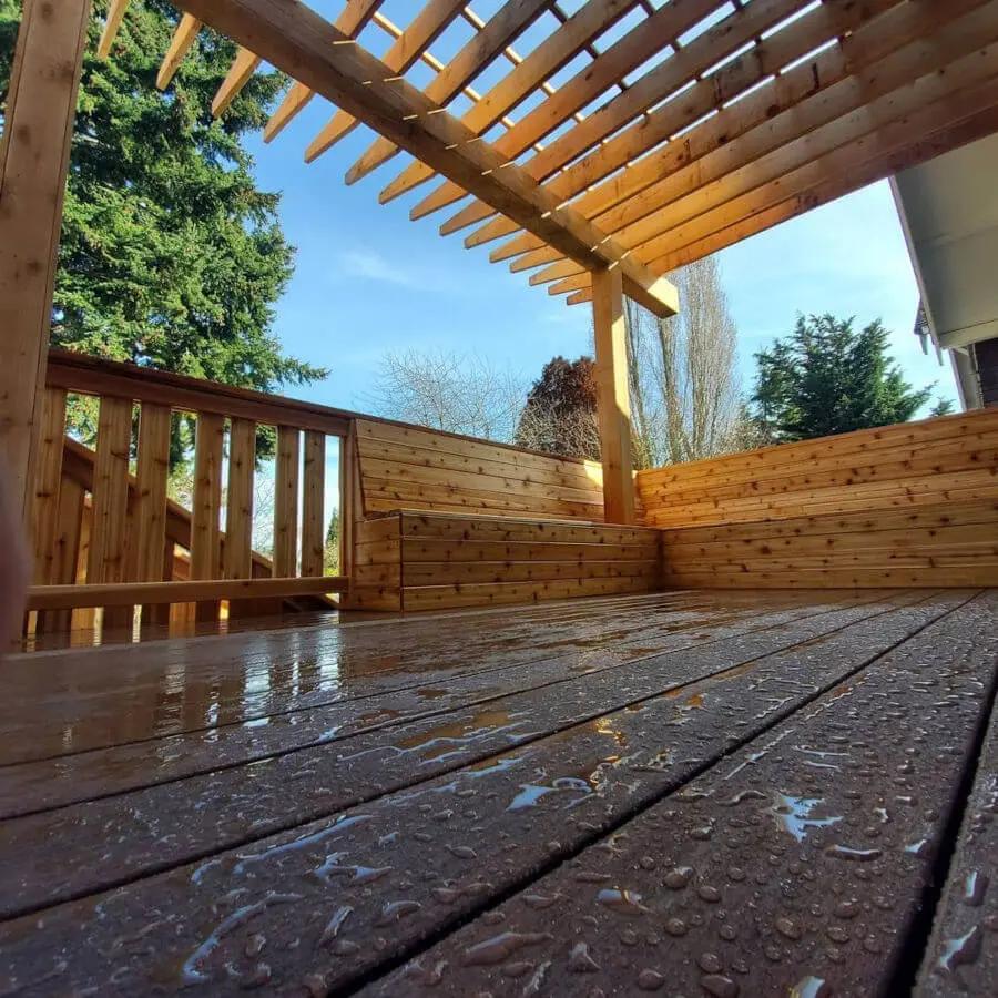 Deck cover pergola natural wood