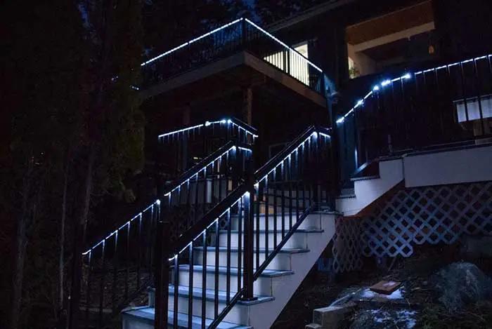 Deck lighting installation in Bellevue and Spokane.