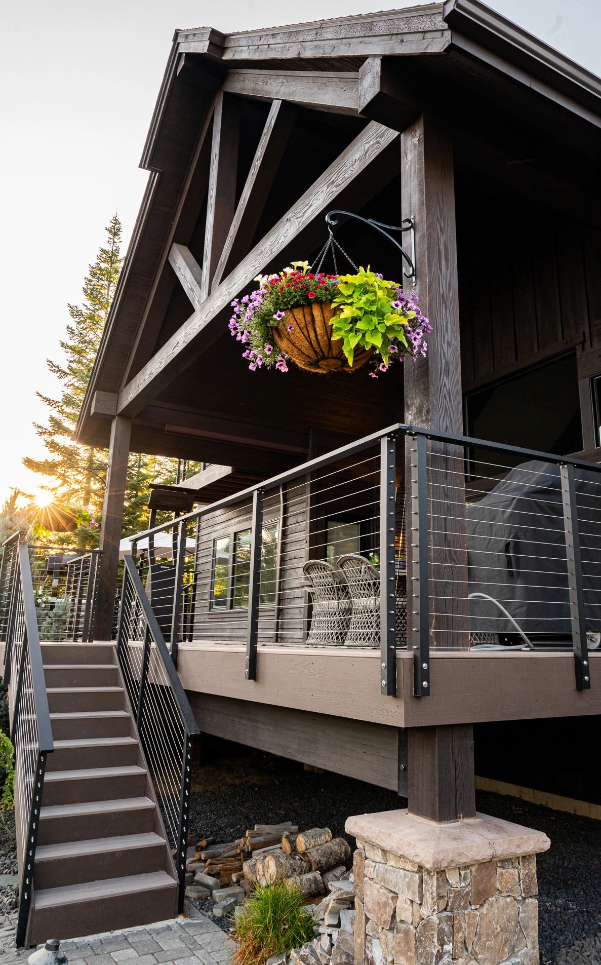 Roof-covered outdoor space on a deck